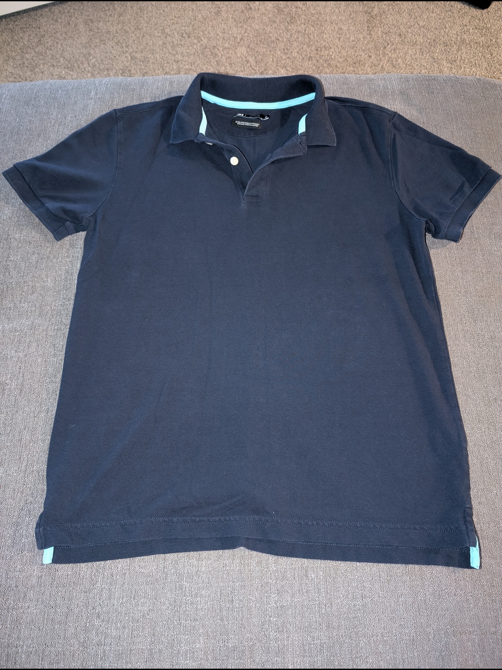 Men's Navy Polo with Light Blue Trim